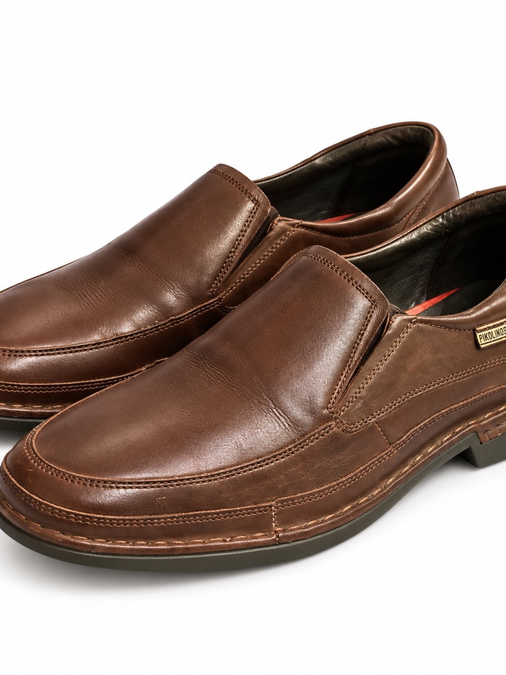 Pikolinos Brown Leather Slip On Loafers Moc Toe Shoes EU 46 Made in Spain
